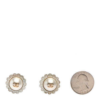 Chanel Pearl CC Round Earrings Light Gold 2 of 5