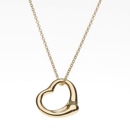 Tiffany 18K Yellow Gold Elsa Peretti Small Open Heart Pendant Necklace 3 of 10
