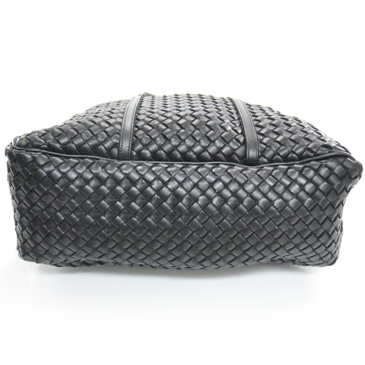 Bottega Veneta Nappa Intrecciato Wool Detail Tote Nero Black 4 of 9