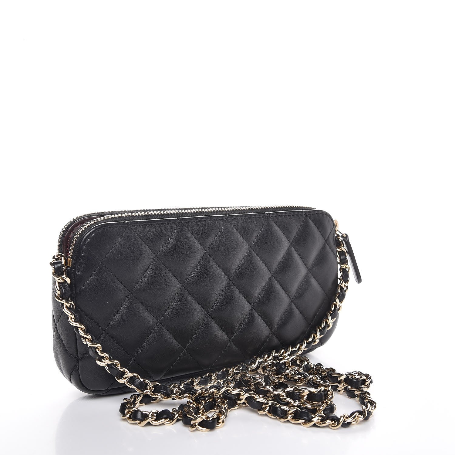 Chanel Lambskin Quilted Small Clutch With Chain Black 3 of 11