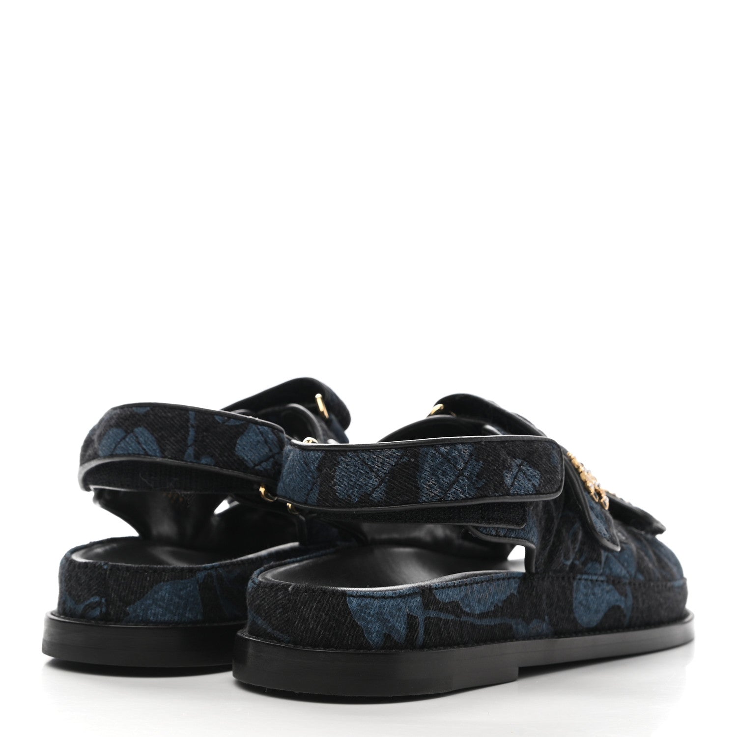 Chanel Denim Velcro Dad Sandals 36.5 Dark Grey Blue Black 4 of 9