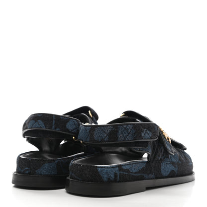 Chanel Denim Velcro Dad Sandals 36.5 Dark Grey Blue Black 4 of 9