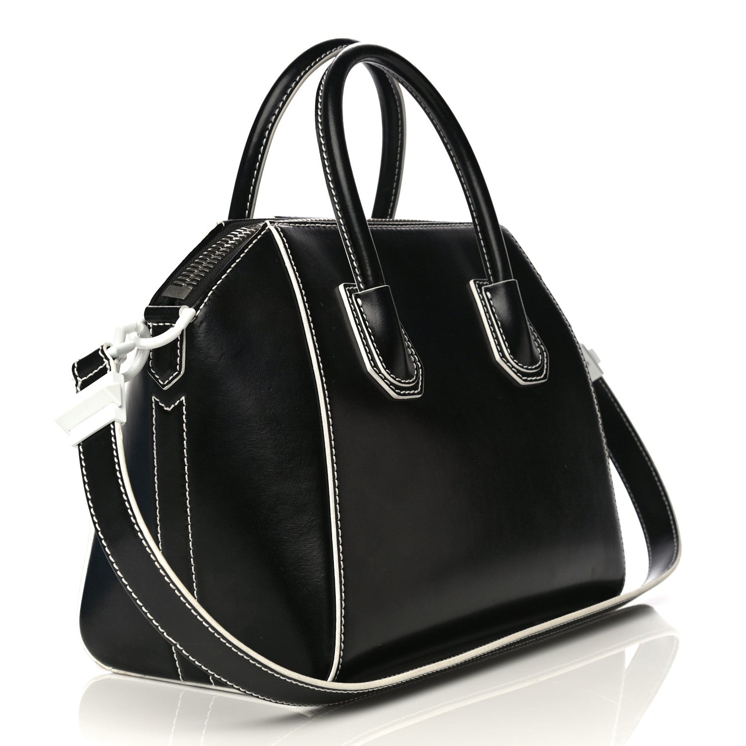 Givenchy Calfskin Contrast Topstitch Small Antigona Black White 2 of 14
