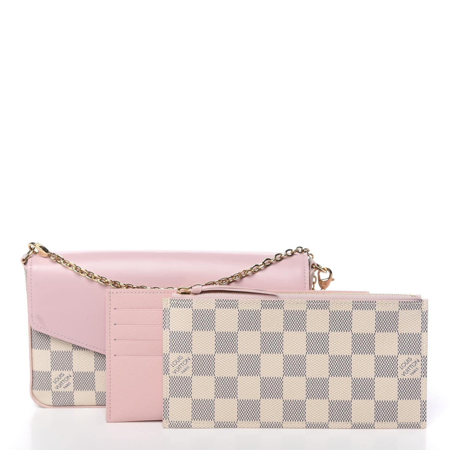 Louis Vuitton Damier Azur Calfskin Pochette Felicie Eau de Rose 3 of 11