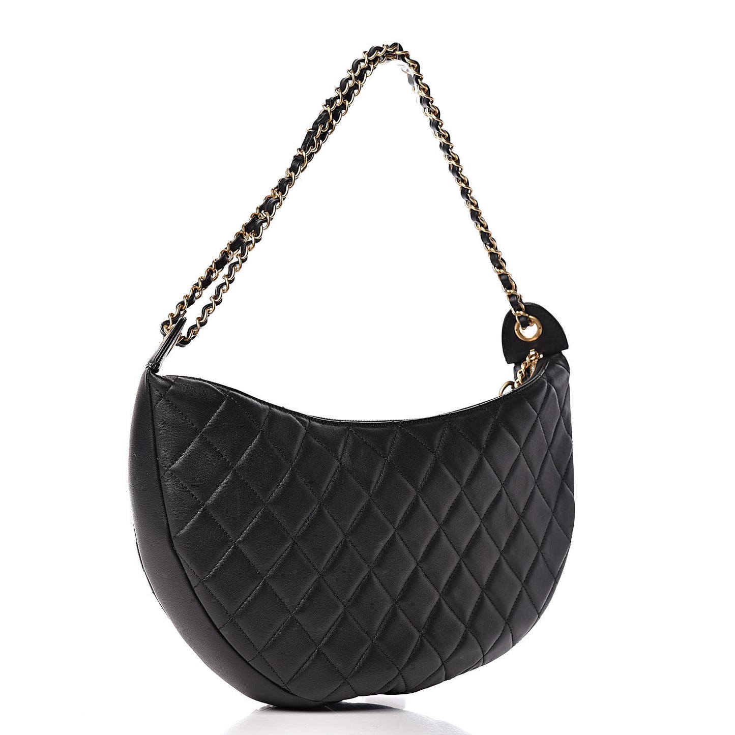 Lambskin Quilted All About Chains Hobo Black