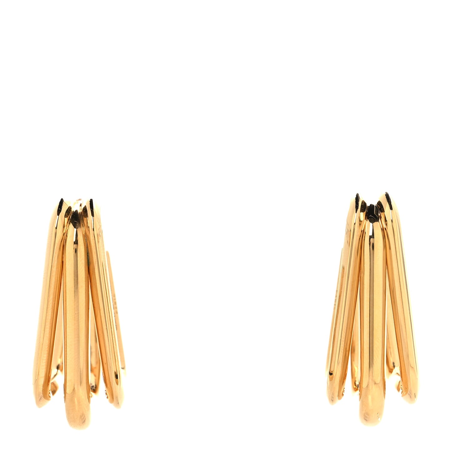 Metal Square Triple Hoop Earrings Gold