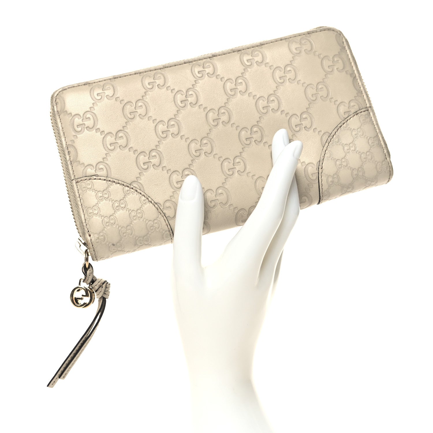 Gucci Guccissima Signature Microguccissima Bree Zip Around Wallet Off White 2 of 12