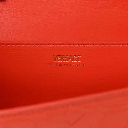 Versace Calfskin Crocodile Embossed Medusa '95 Shoulder Bag Orange 6 of 9