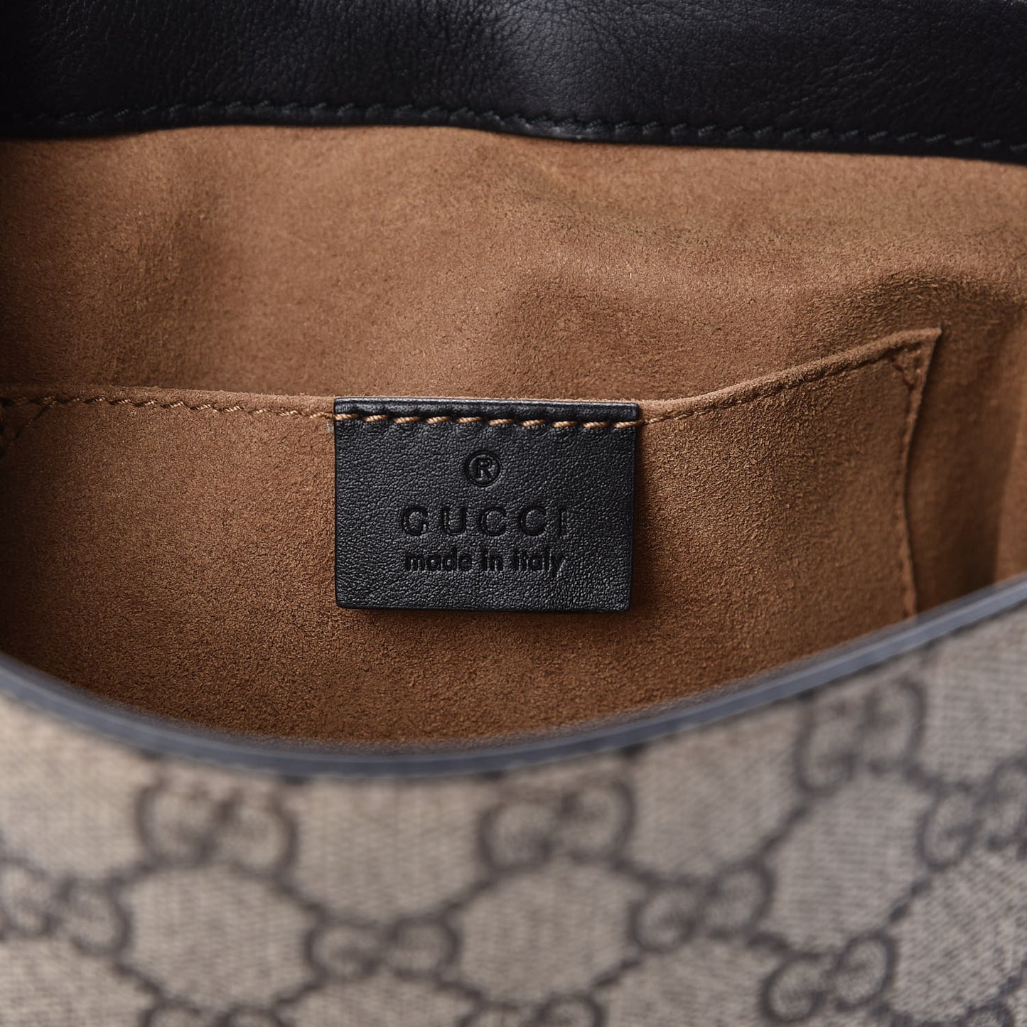GG Supreme Monogram Calfskin Padlock Backpack Beige Cuir Black