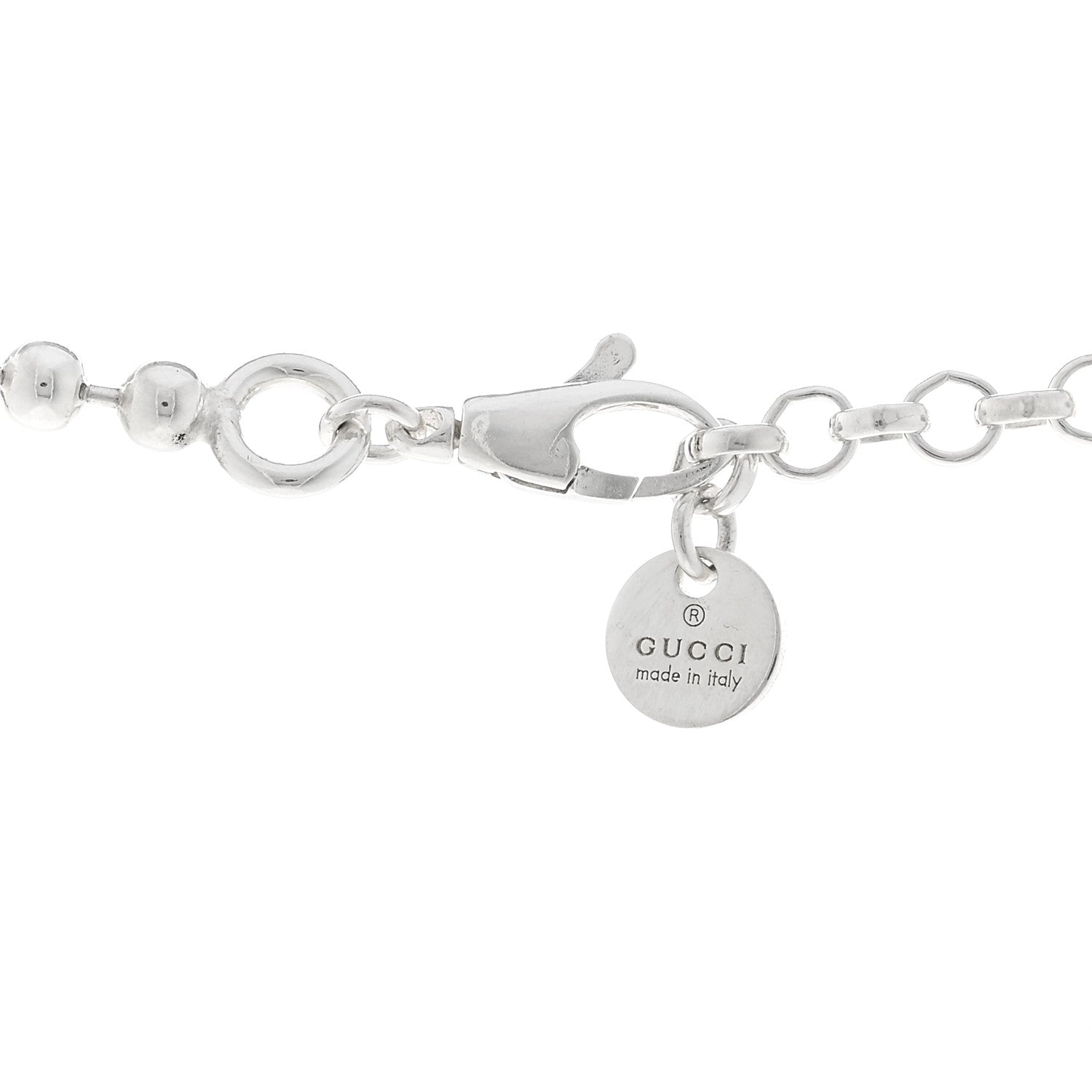 Gucci Sterling Silver Interlocking GG Pendant Beaded Necklace 4 of 4