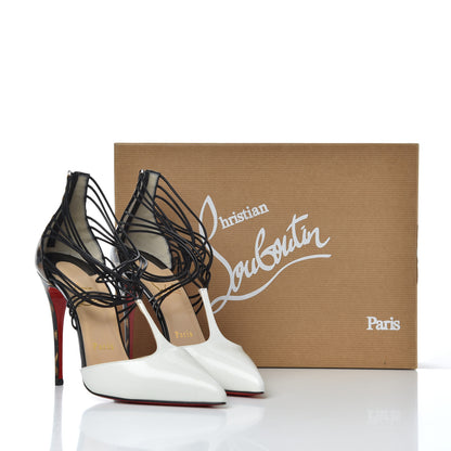 Christian Louboutin Jazz Calf Kid Patent Leopard Confusa 100 Pumps 37 White Black 15 of 15