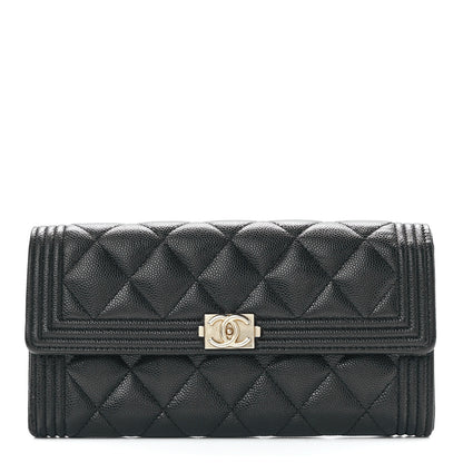 Chanel Caviar Quilted Large Boy Gusset Flap Wallet Black 1 of 13