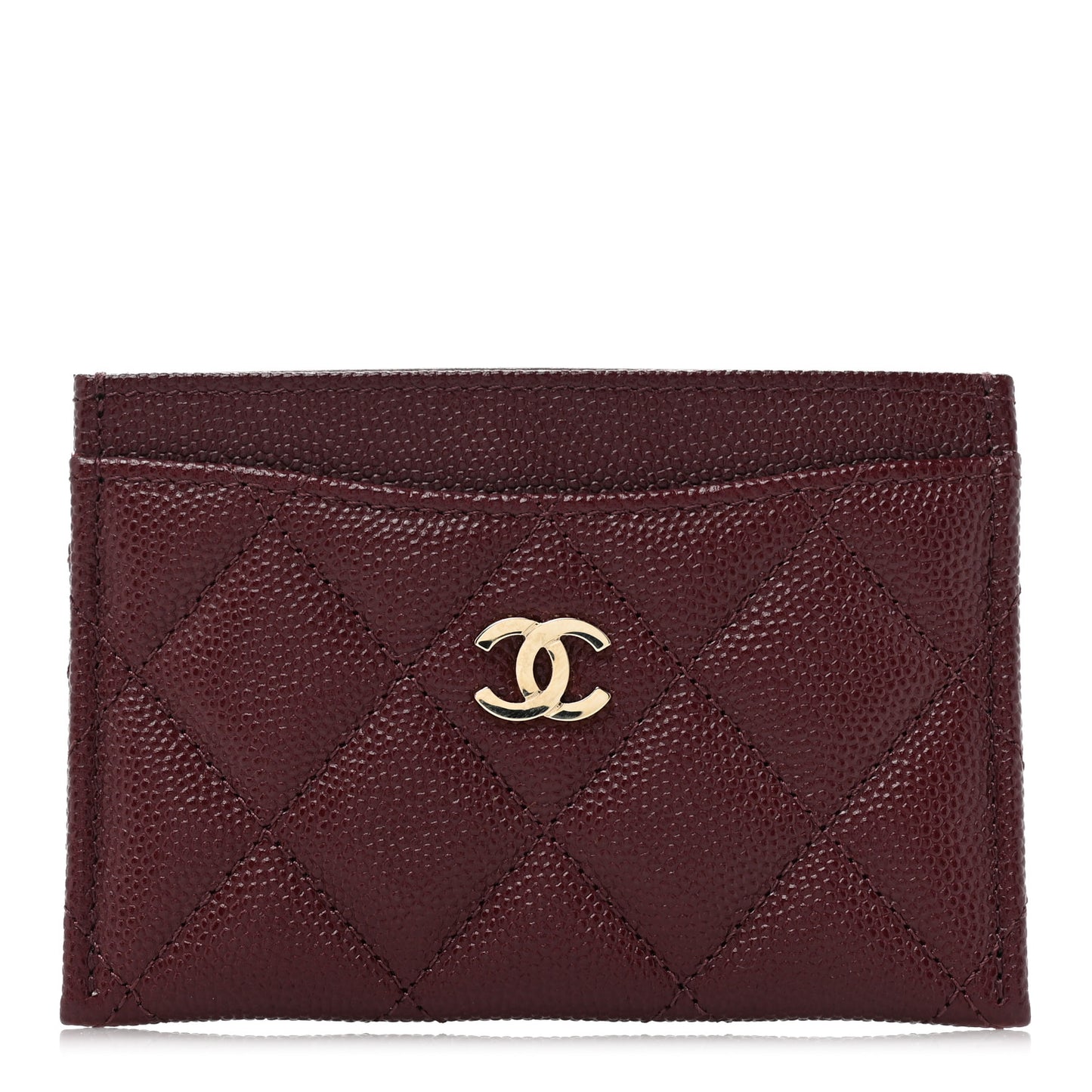 Caviar Quilted Card Holder Burgundy