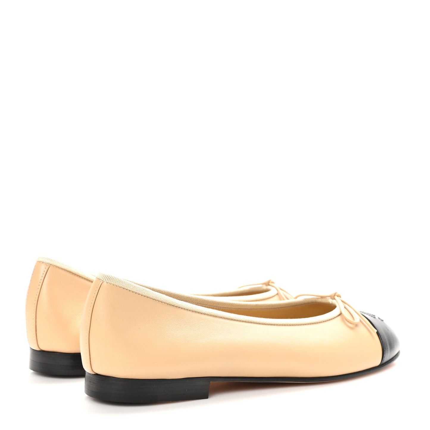 Lambskin Cap Toe CC Ballerina Flats 38.5 Beige Black