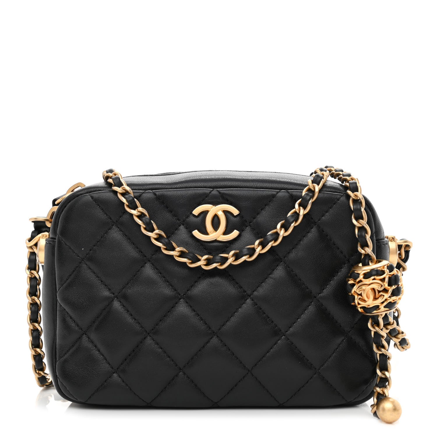 Chanel Lambskin Quilted CC Pearl Crush Camera Case Black 1 of 11