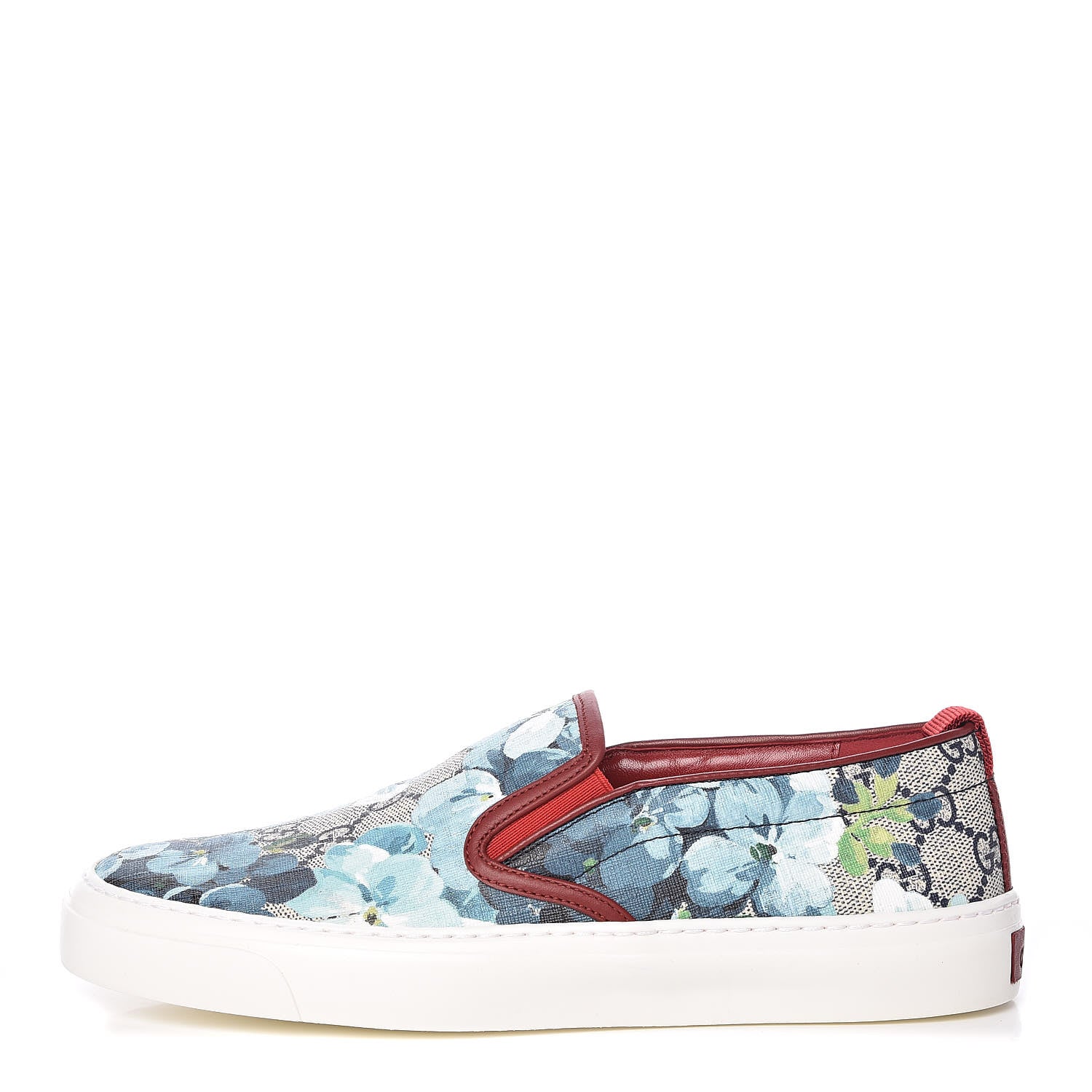 Gucci GG Supreme Monogram Blooms Womens Slip On Sneakers 37 Beige Blue Navy Red 1 of 10