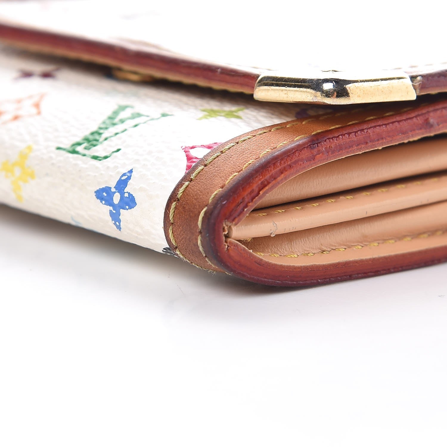 Louis Vuitton Monogram Multicolor Porte-Monnaie Plat Coin Purse White 12 of 12