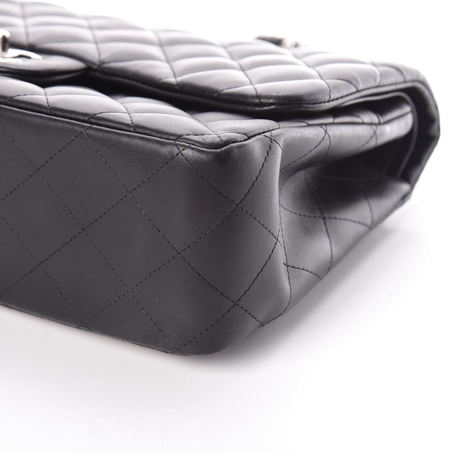 Lambskin Quilted Jumbo Double Flap Black