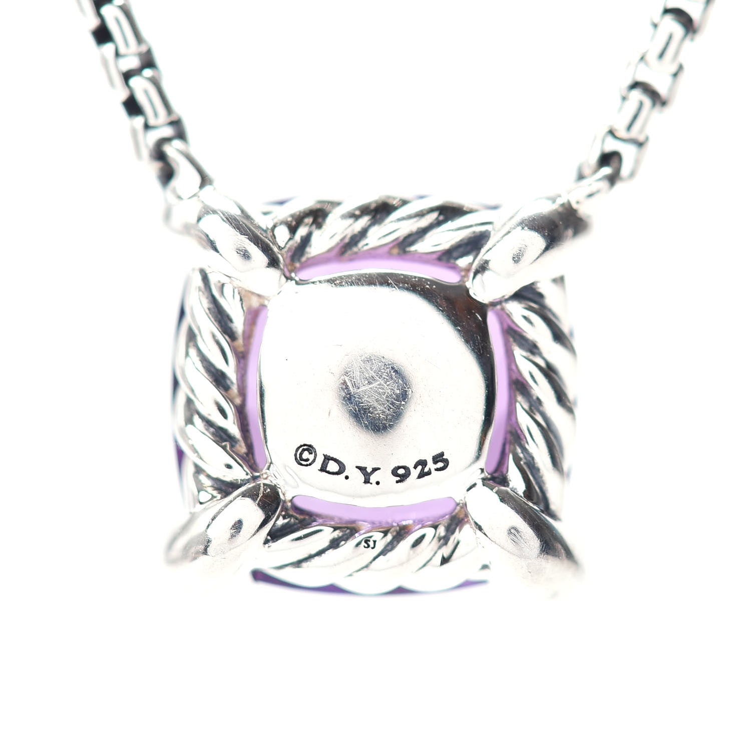 David Yurman Sterling Silver Diamond Amethyst 11mm Chatelaine Pendant Necklace 5 of 5