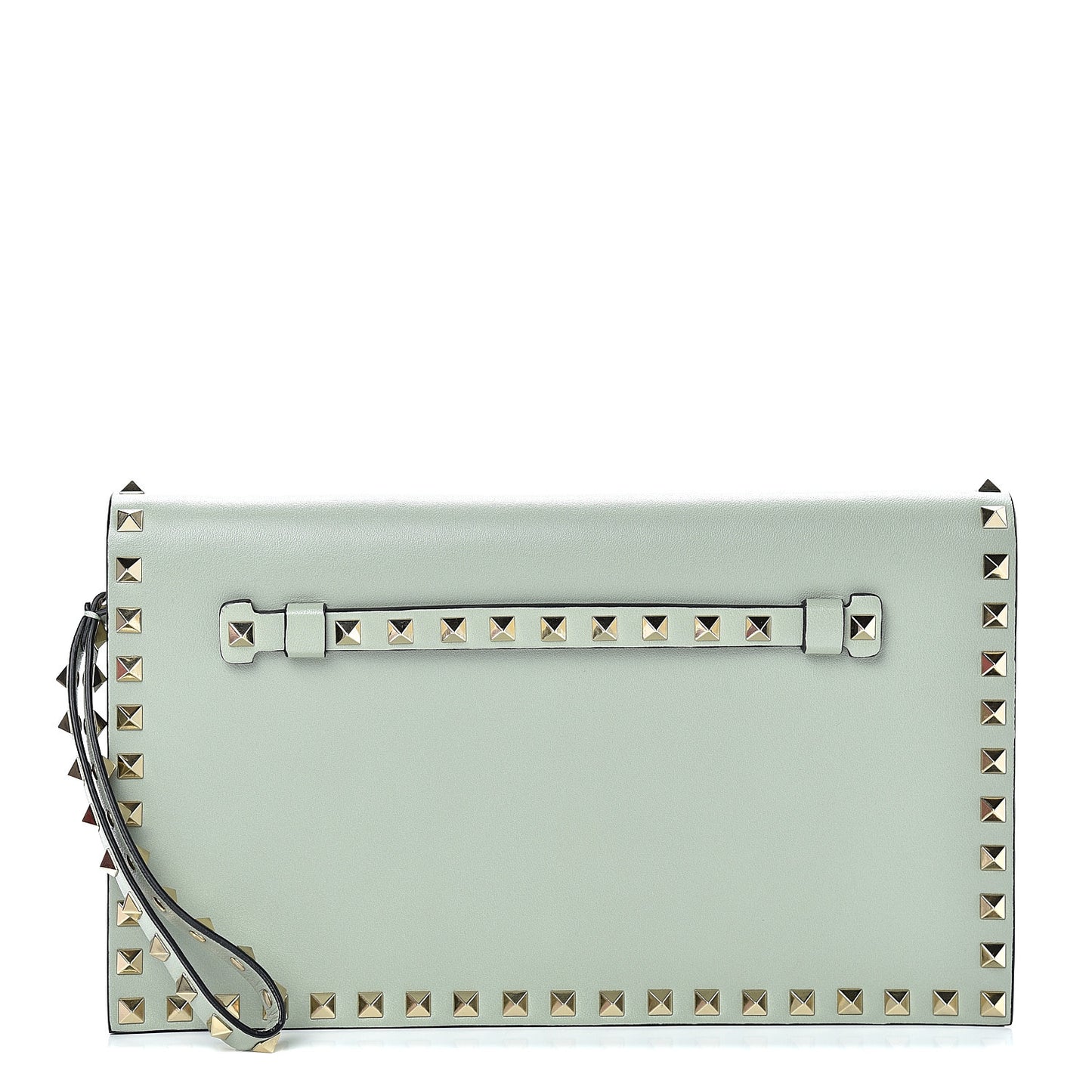 Nappa Rockstud Wristlet Clutch Water Green