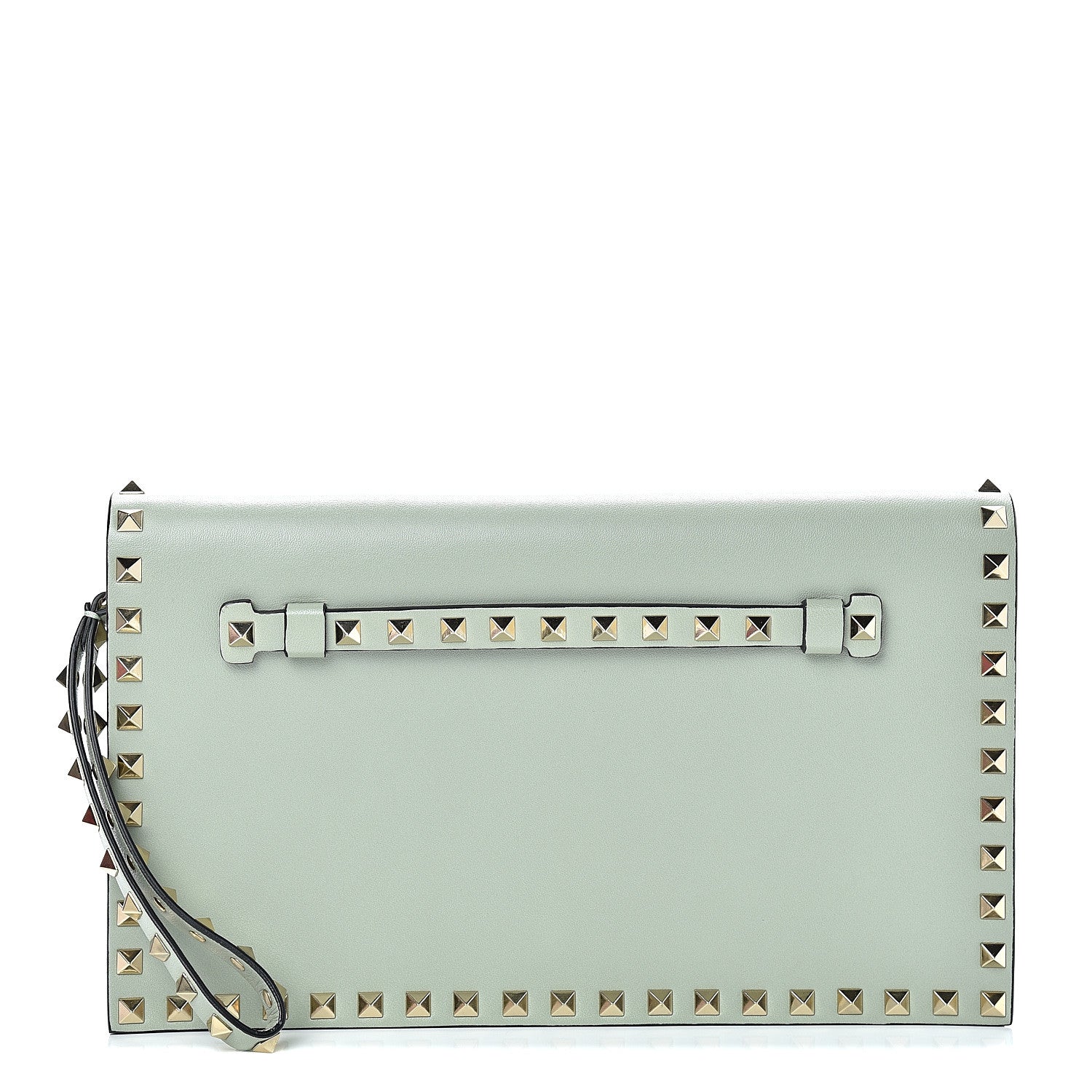 Valentino Garavani Nappa Rockstud Wristlet Clutch Water Green 1 of 6