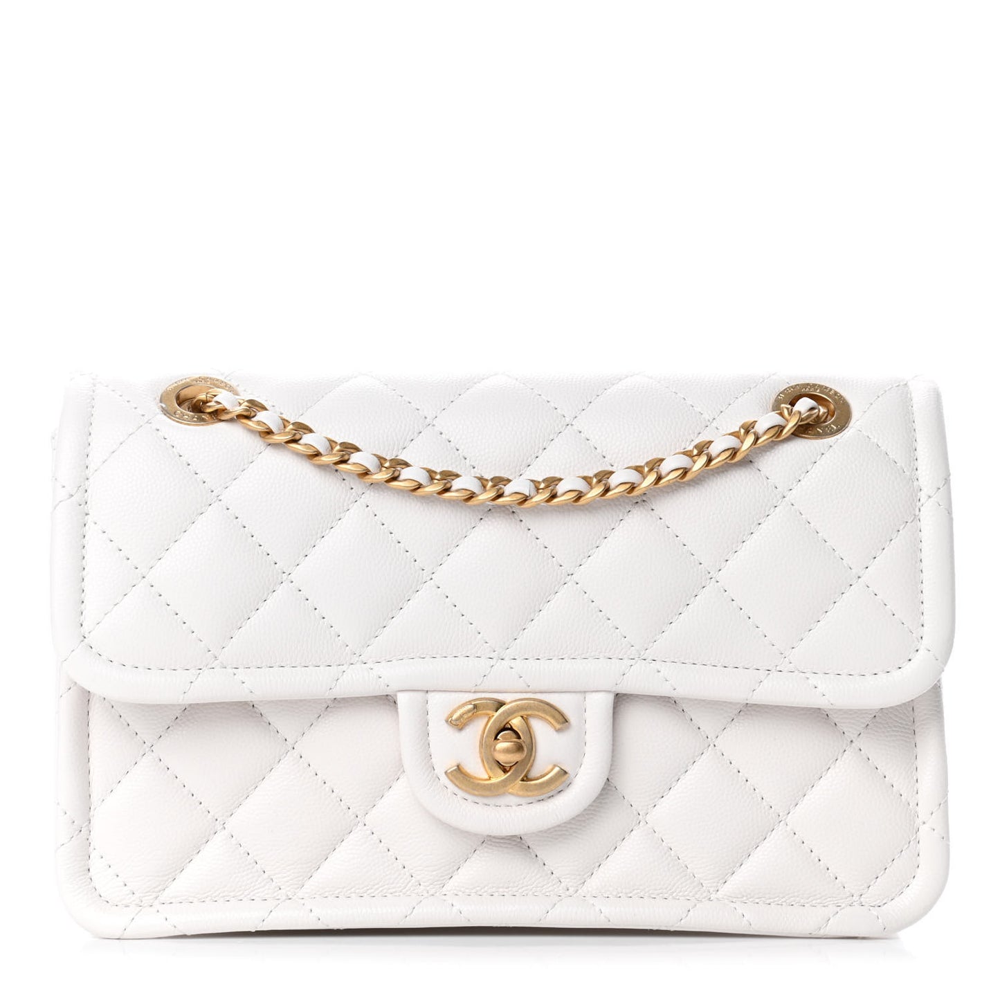 Caviar Quilted Medium Sweet Classic Flap White