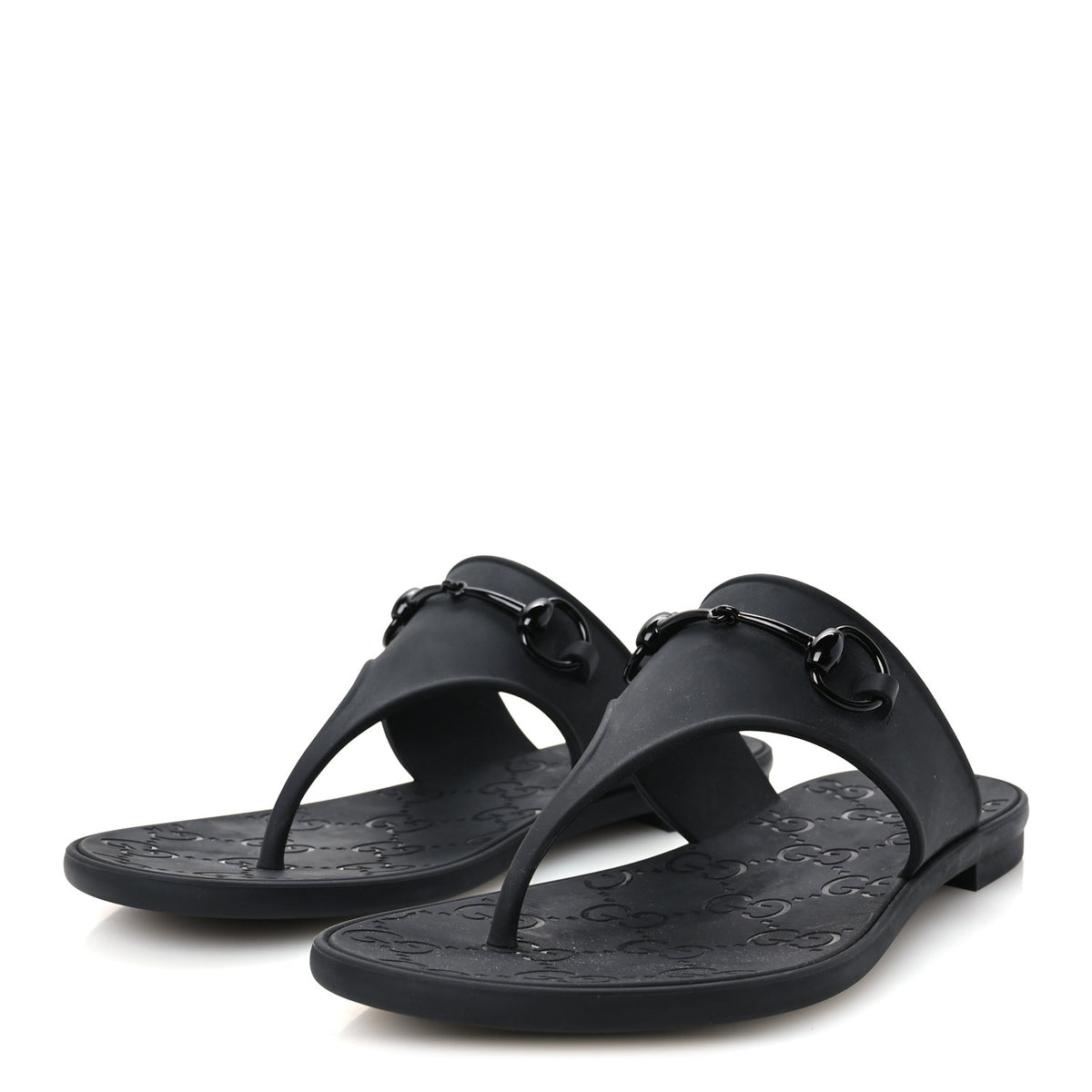 Rubber Womens Horsebit Thong Sandals 38 Black