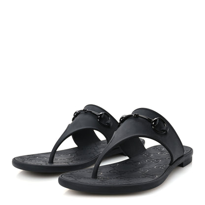 Gucci Rubber Womens Horsebit Thong Sandals 38 Black 4 of 9
