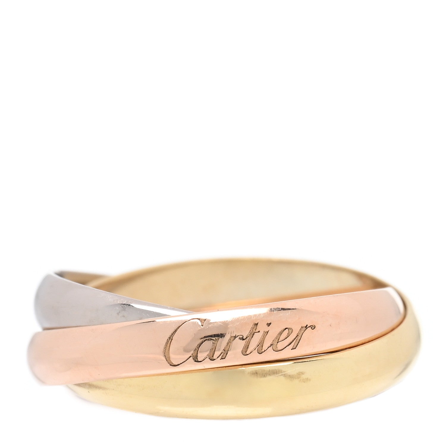 Cartier 18K Pink Yellow White Gold Small Trinity Ring 50 5.25 1 of 5