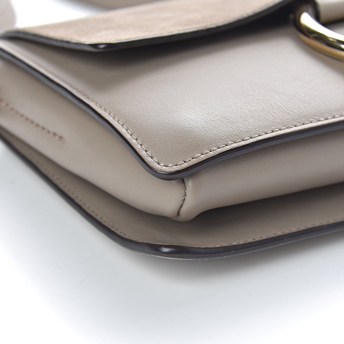 Suede Calfskin Small Faye Shoulder Bag Motty Grey