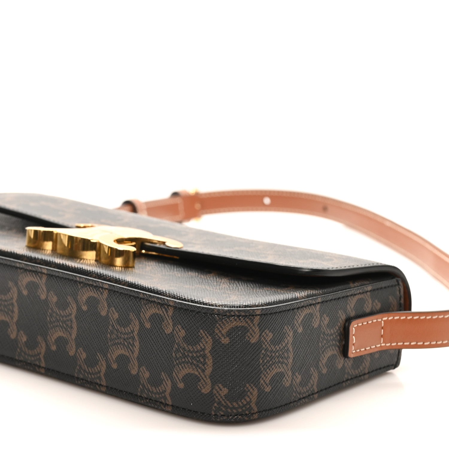 Celine Canvas Calfskin Triomphe Shoulder Bag Tan 9 of 9