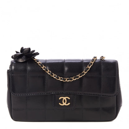 Chanel Lambskin Quilted Mini Chocolate Bar Camellia Flap Black 1 of 10