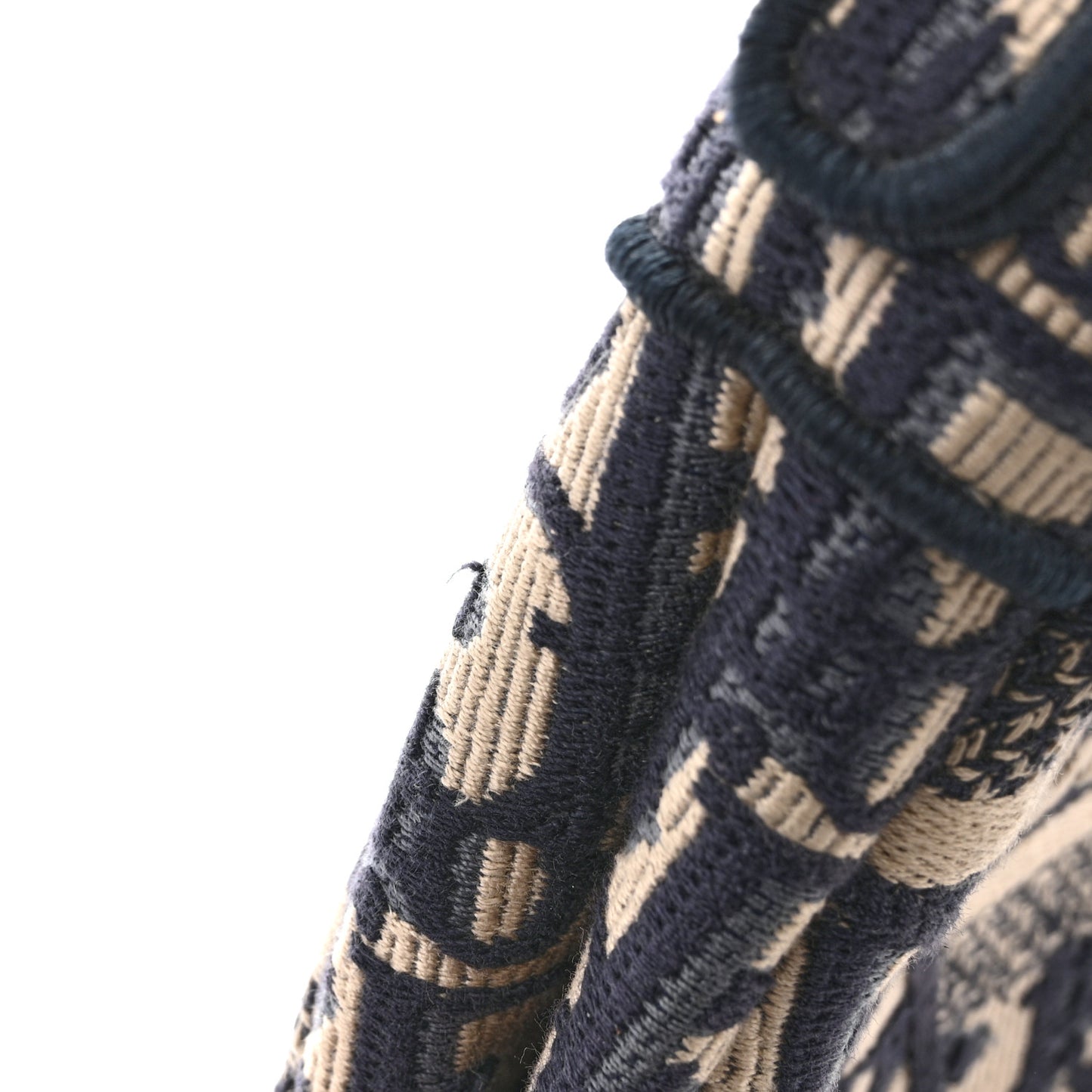 Oblique Embroidered Saddle Bag Blue