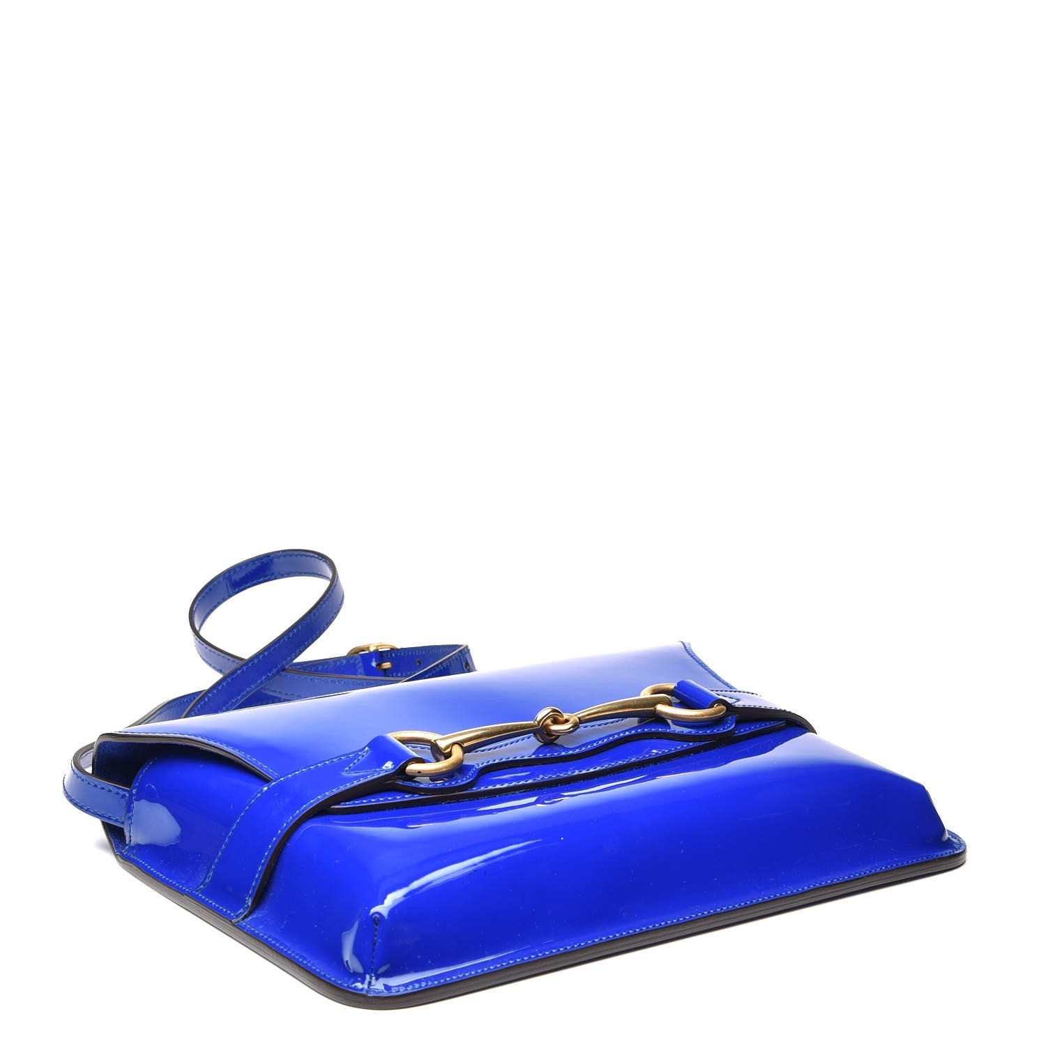 Gucci Patent Large Bright Bit Shoulder Bag Deep Zaffiro 4 of 7