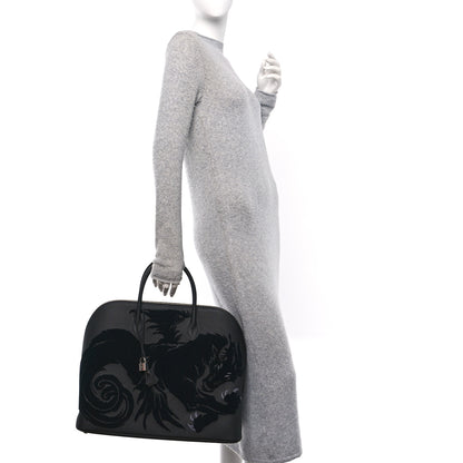 Hermes Togo Tufting Chimeres Dragon 1923 Bolide 45 Black Bleu Lin 2 of 13