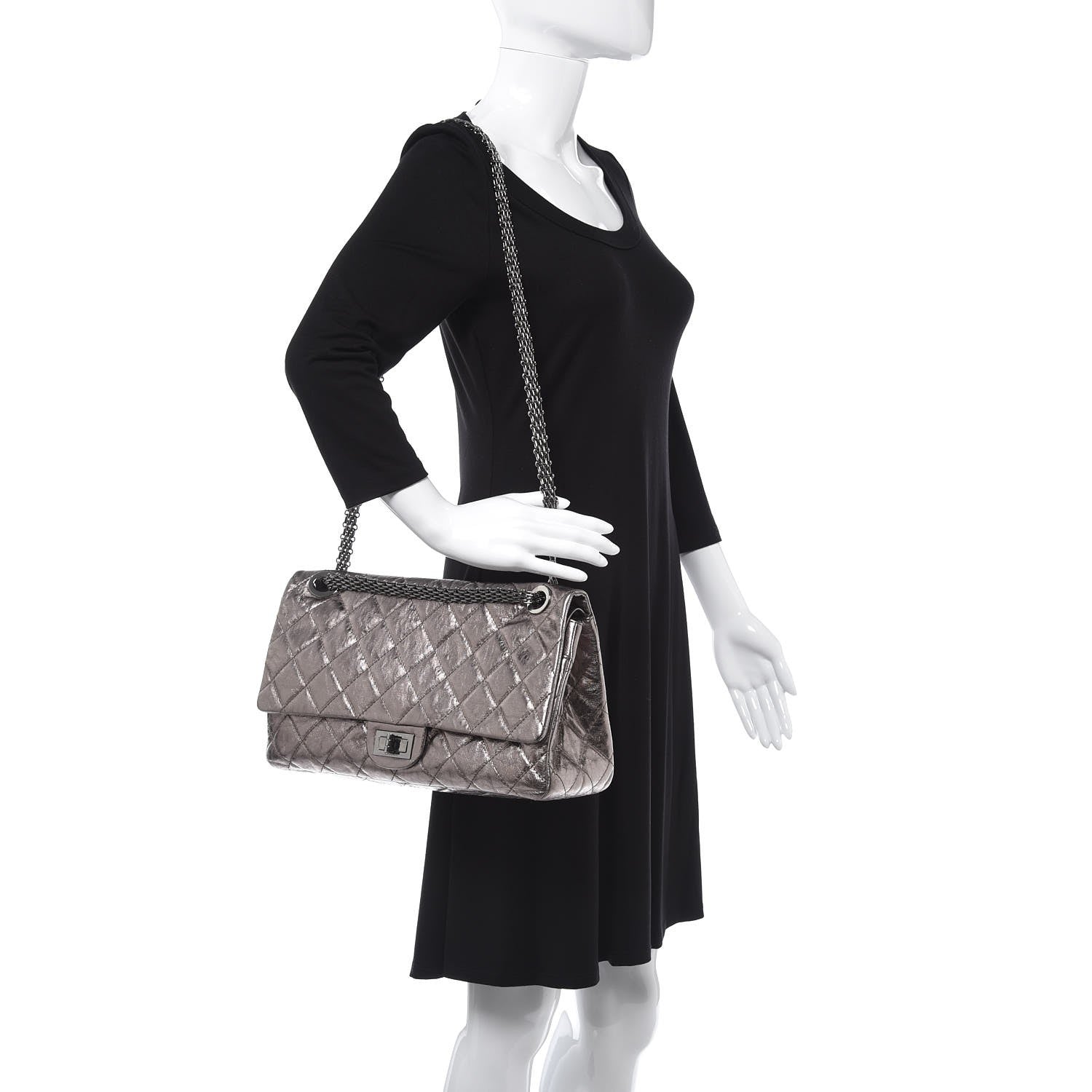 Chanel Metallic Aged Calfskin Quilted 2.55 Reissue 228 Flap Silver 2 of 7