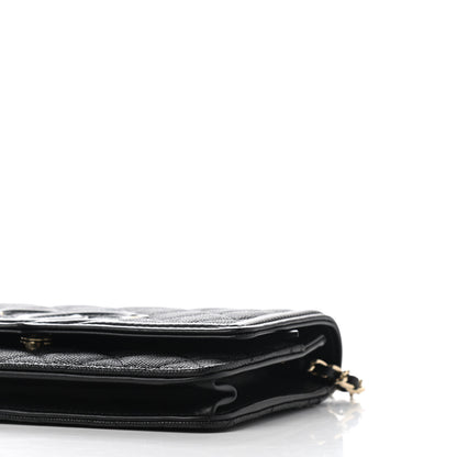 Chanel Caviar Quilted CC Filigree Wallet On Chain WOC Black 12 of 14