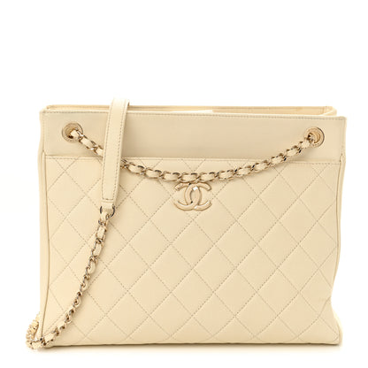 Chanel Caviar Quilted In Out Flap Shopping Tote White 2 of 17