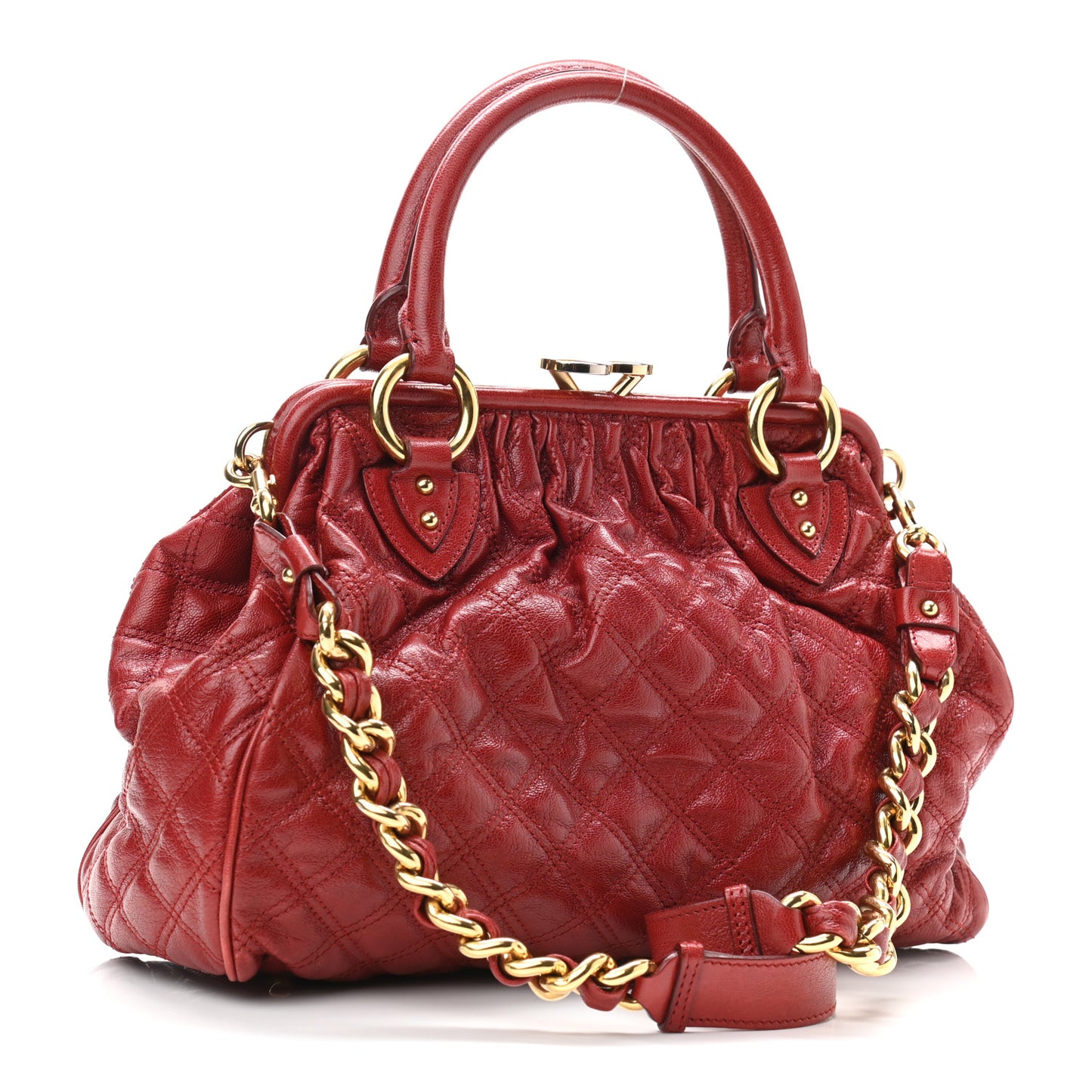 Calfskin Quilted Leather Stam Bag Red