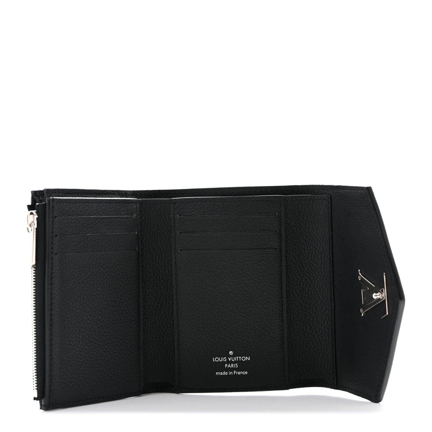 Soft Calfskin My Lockme Compact Wallet Black
