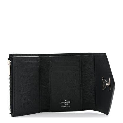 Louis Vuitton Soft Calfskin My Lockme Compact Wallet Black 5 of 6