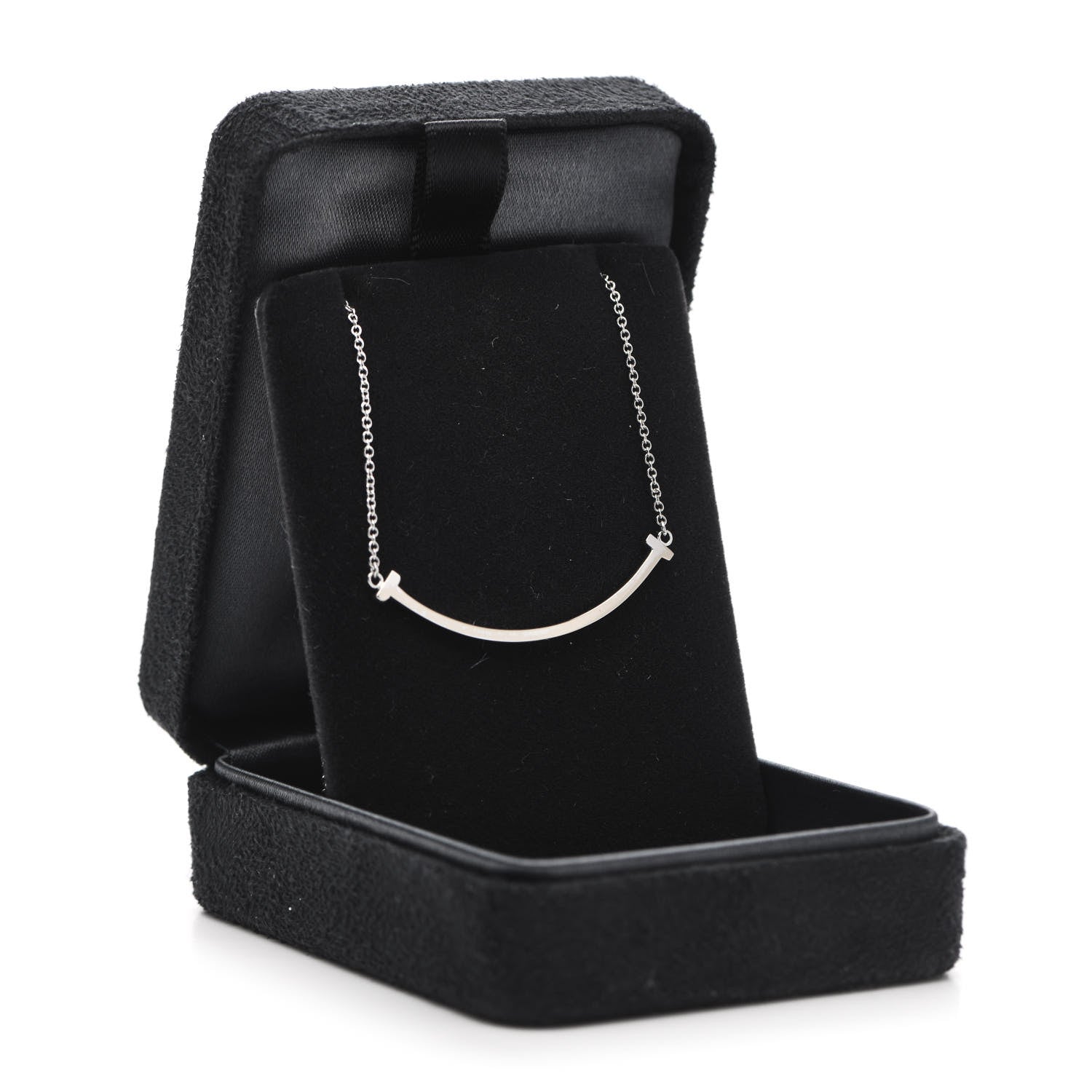 Tiffany 18K White Gold Small T Smile Pendant Necklace 7 of 7