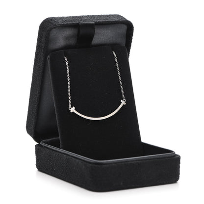 Tiffany 18K White Gold Small T Smile Pendant Necklace 7 of 7