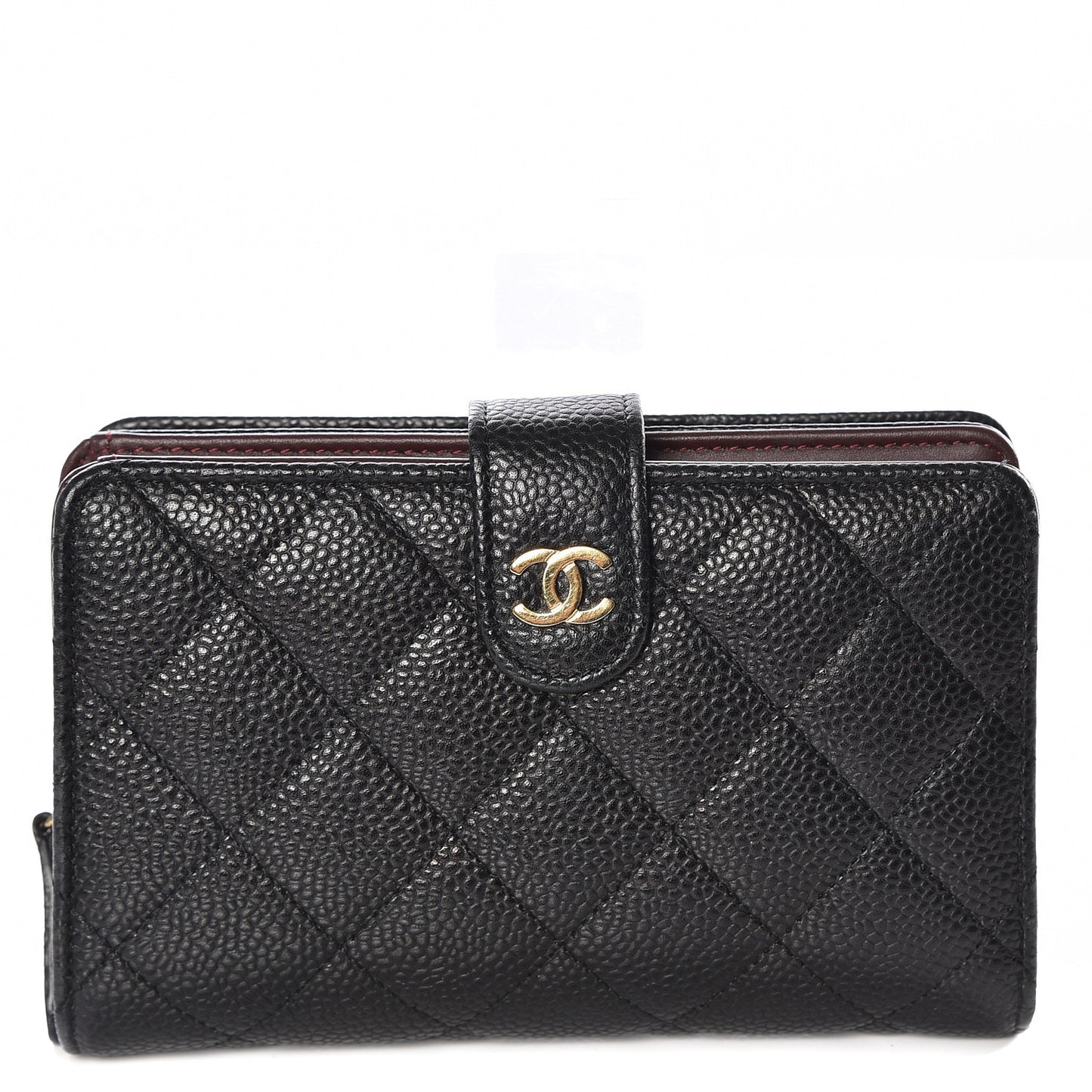 Caviar Quilted Zipped Pocket Wallet Black