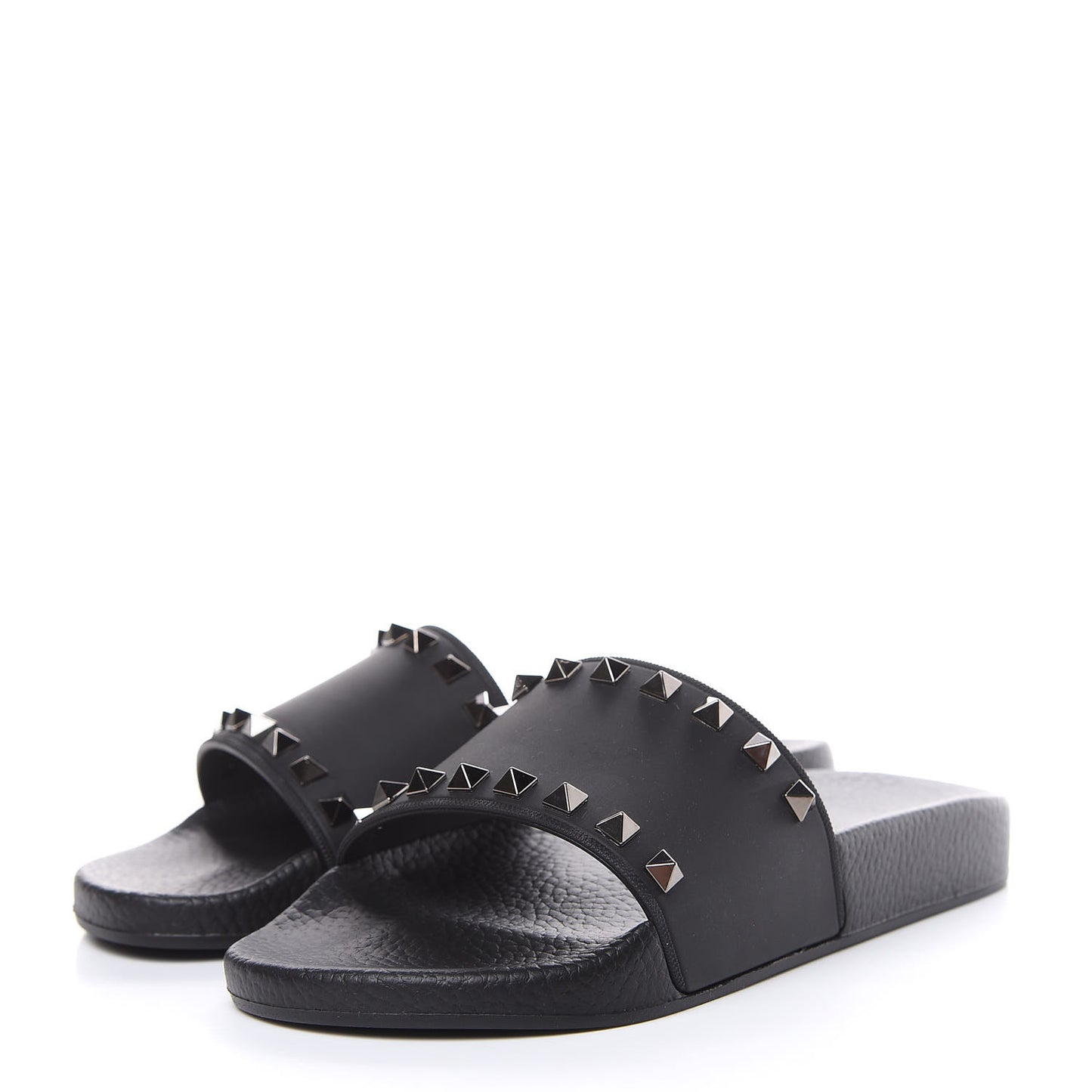 Rubber Rockstud Slide Sandals 37 Black
