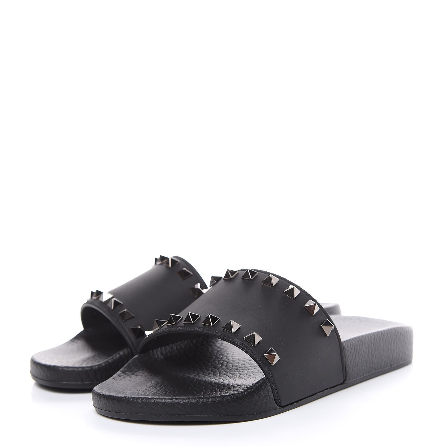 Valentino Garavani Rubber Rockstud Slide Sandals 37 Black 3 of 8