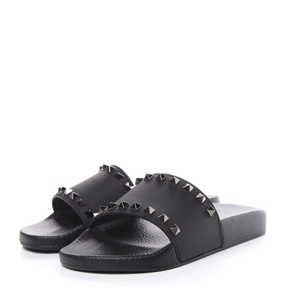 Valentino Garavani Rubber Rockstud Slide Sandals 37 Black 3 of 8