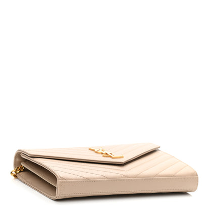 Saint Laurent Grain De Poudre Matelasse Chevron Monogram Chain Wallet Nude Powder 4 of 9
