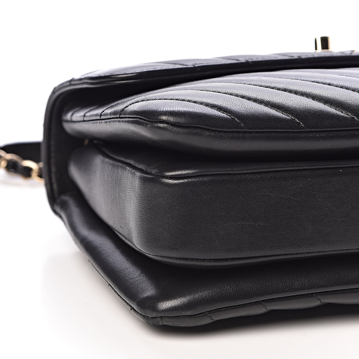 Lambskin Chevron Quilted Small Trendy CC Dual Handle Flap Bag Black