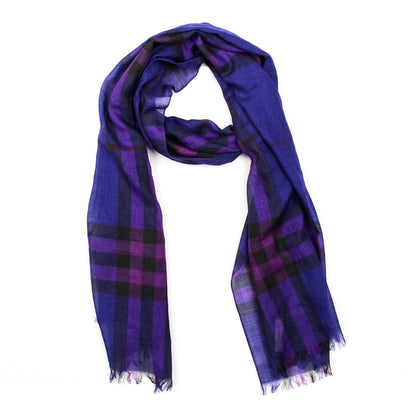Burberry Wool Silk House Check Scarf Purple 1 of 5